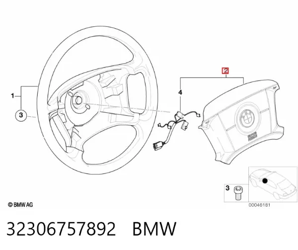 Cinto de segurança (AIRBAG) de condutor 32306757892 BMW