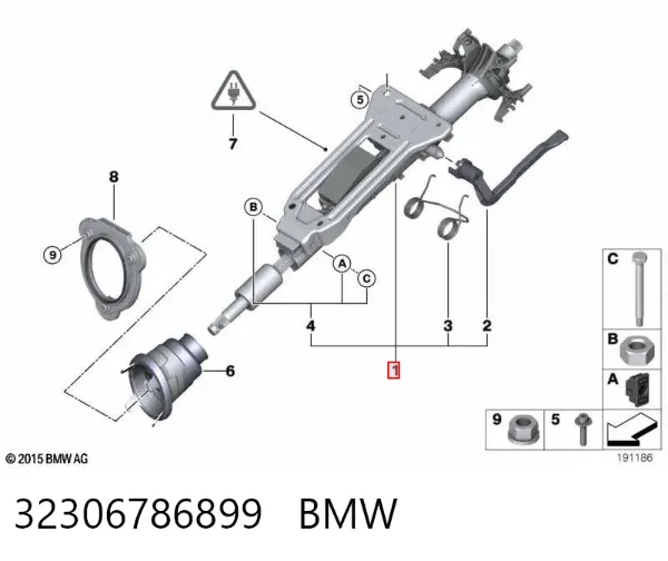 Coluna da direção 32306786899 BMW