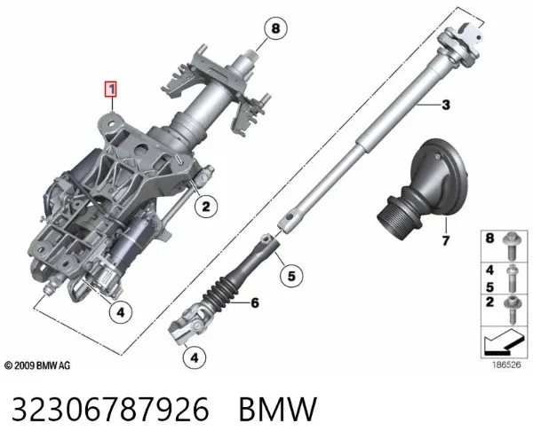 Coluna da direção BMW 7 F01, F02, F03, F04