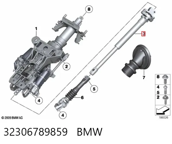 Veio da coluna de direção inferior 32306789859 BMW