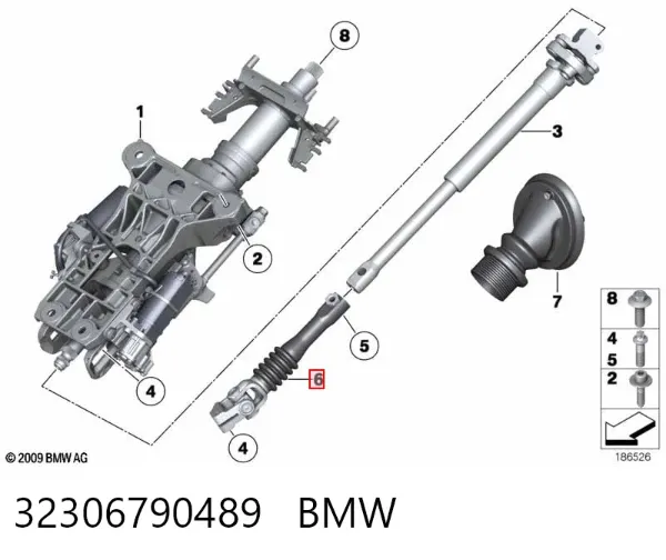 Junta universal inferior da árvore da coluna de direção 32306790489 BMW
