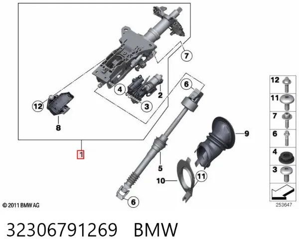 Coluna da direção 32306791269 BMW