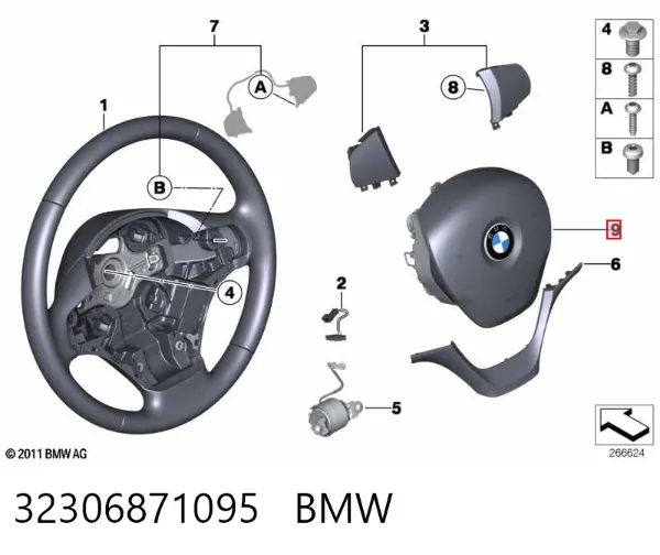 Cinto de segurança (AIRBAG) de condutor 32306871095 BMW