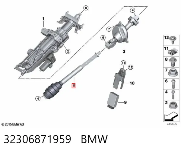 Veio da coluna de direção inferior 32306871959 BMW