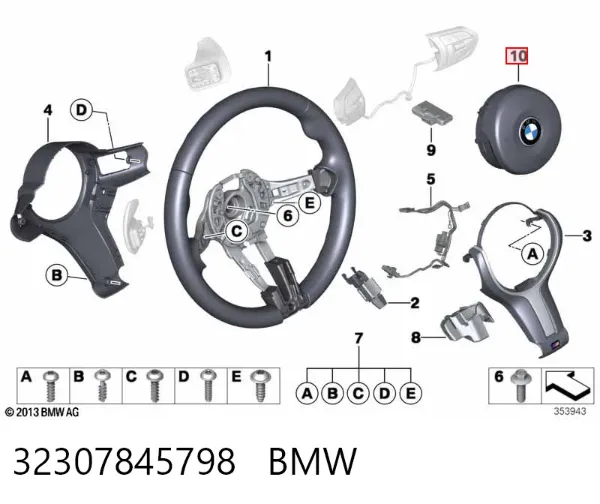 Cinto de segurança (AIRBAG) de condutor 32307845798 BMW