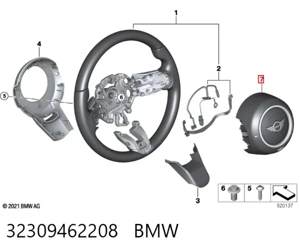 Cinto de segurança (AIRBAG) de condutor 32309462208 BMW