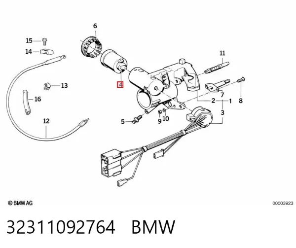 Trinco de fecho de ignição 32311092764 BMW