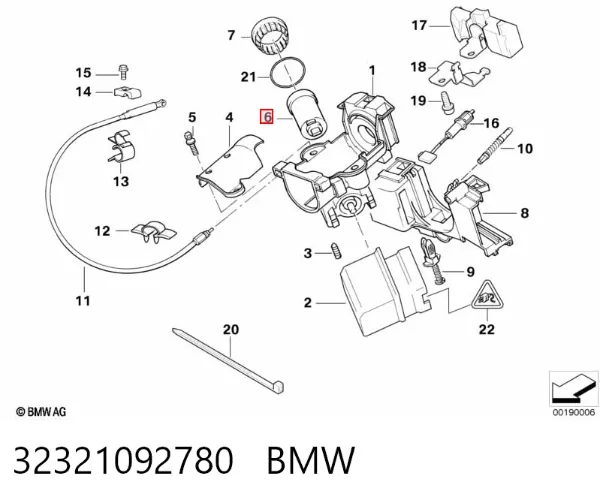Trinco de fecho de ignição 32321092780 BMW