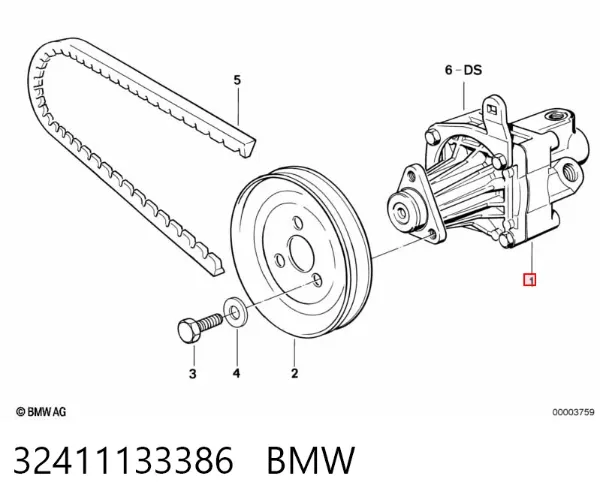 Bomba da Direção hidrâulica assistida 32411133386 BMW