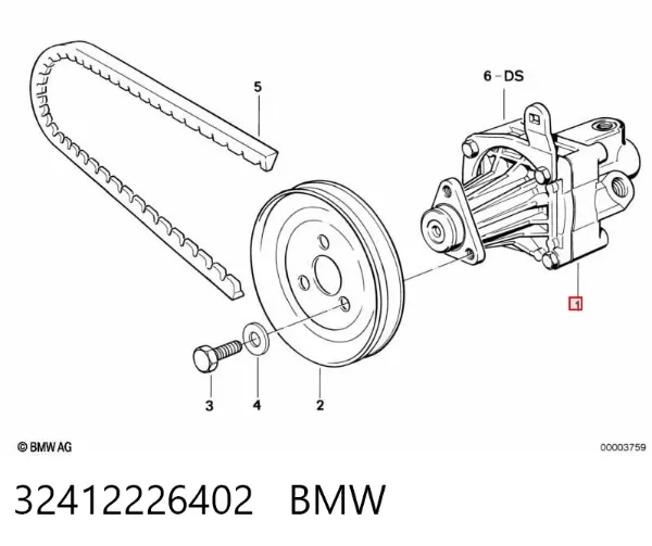 Bomba da Direção hidrâulica assistida 32412226402 BMW