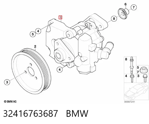 Bomba da Direção hidrâulica assistida 32416763687 BMW