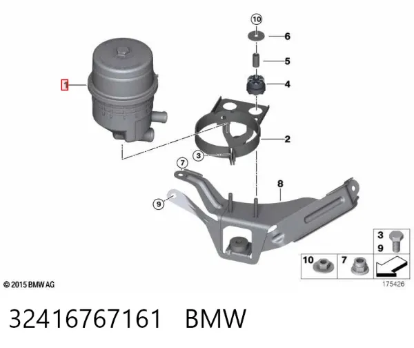Tanque de bomba da Direção hidrâulica assistida 32416767161 BMW
