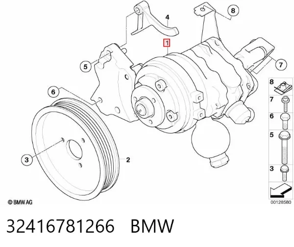 Bomba da Direção hidrâulica assistida 32416781266 BMW