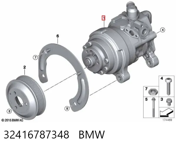 Bomba da Direção hidrâulica assistida 32416787348 BMW
