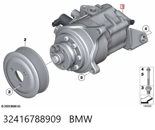 Bomba da Direção hidrâulica assistida 32416788909 BMW