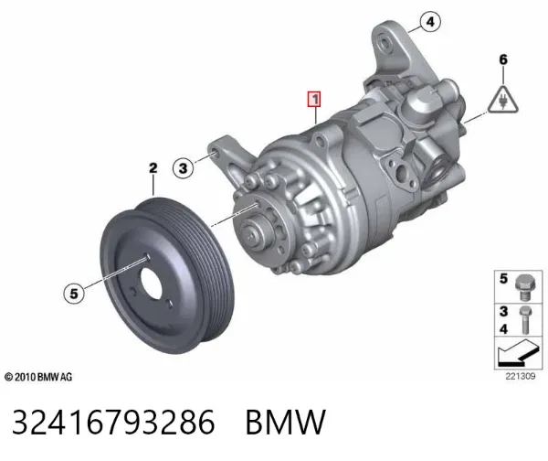 Bomba da Direção hidrâulica assistida 32416793286 BMW