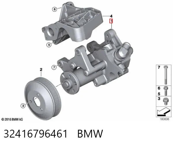 Bomba da Direção hidrâulica assistida 32416796461 BMW