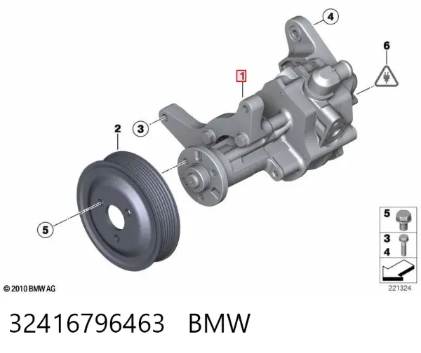 Bomba da Direção hidrâulica assistida 32416796463 BMW