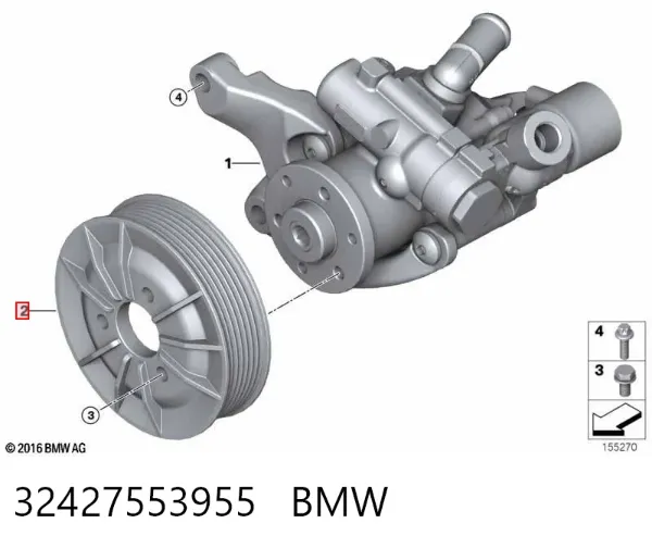 Polia de bomba da Direção hidrâulica assistida 32427553955 BMW