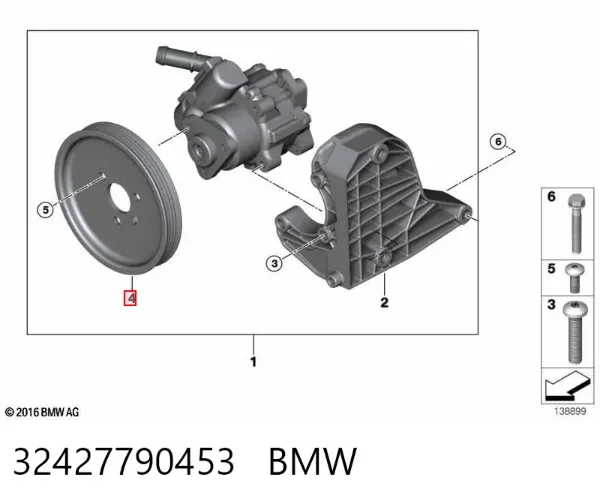 Polia de bomba da Direção hidrâulica assistida 32427790453 BMW