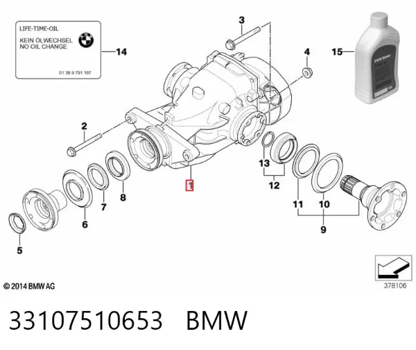 Redutor do eixo traseiro 33107510653 BMW