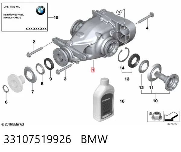 Redutor do eixo traseiro 33107519926 BMW