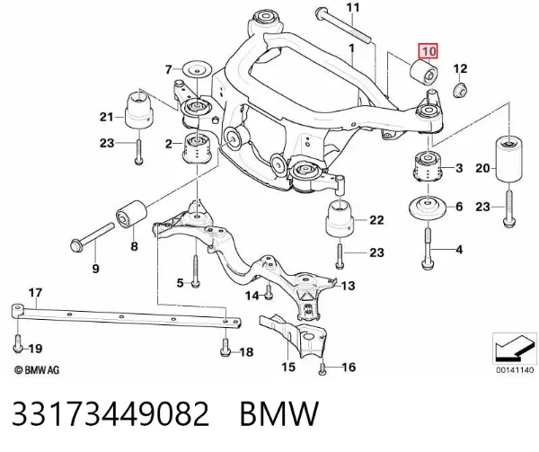 Bloco silencioso de viga traseira (de plataforma veicular) 33173449082 BMW