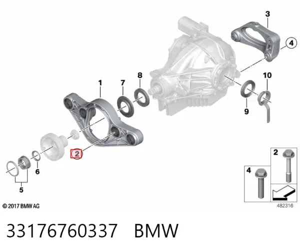 Parafuso de fixação de braço oscilante dianteiro, inferior 33176760337 BMW