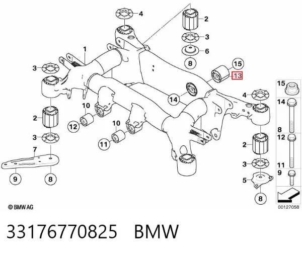 Bloco silencioso de viga traseira (de plataforma veicular) 33176770825 BMW