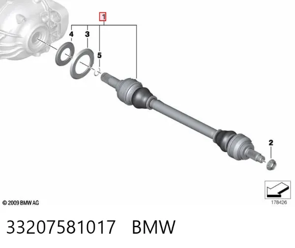 Semieixo traseiro esquerdo 33207581017 BMW