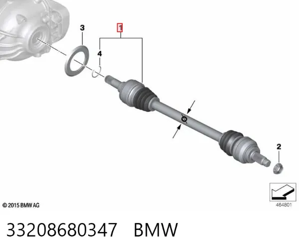 Semieixo traseiro esquerdo 33208680347 BMW