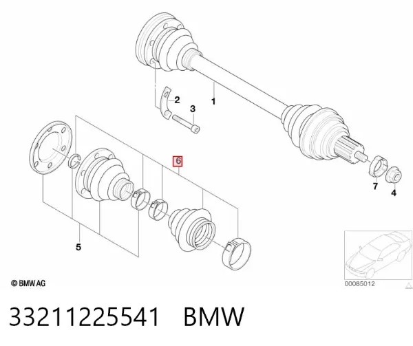 Bota de proteção externa de junta homocinética do semieixo traseiro 33211225541 BMW