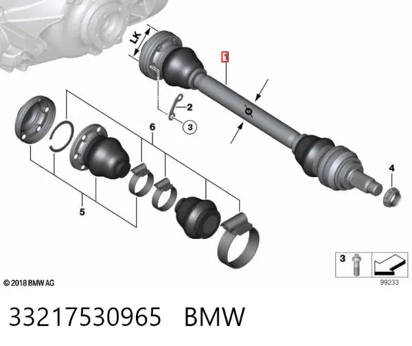 Semieixo traseiro 33217530965 BMW