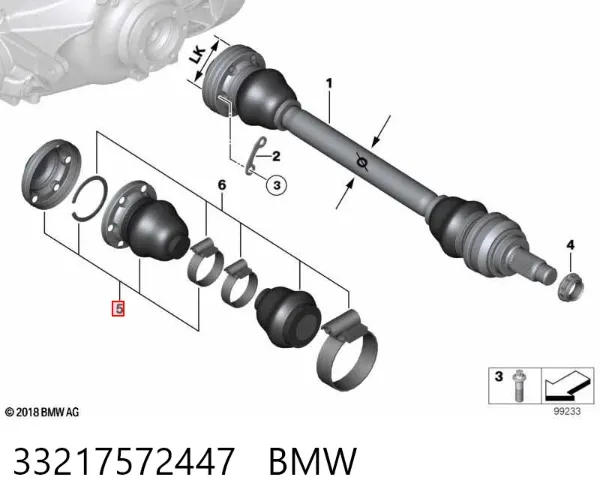 Bota de proteção interna de junta homocinética do semieixo traseiro 33217572447 BMW