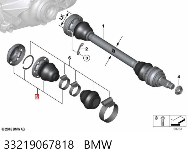 Bota de proteção externa de junta homocinética do semieixo traseiro 33219067818 BMW