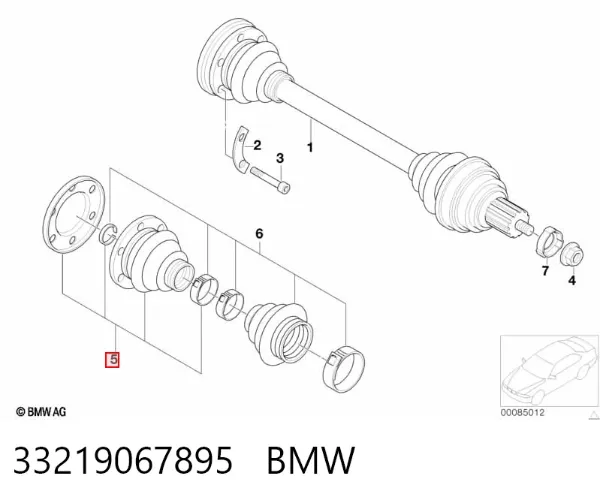 Bota de proteção interna de junta homocinética do semieixo traseiro 33219067895 BMW