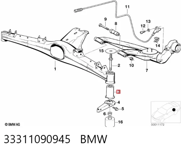 Bloco silencioso de viga traseira (de plataforma veicular) 33311090945 BMW