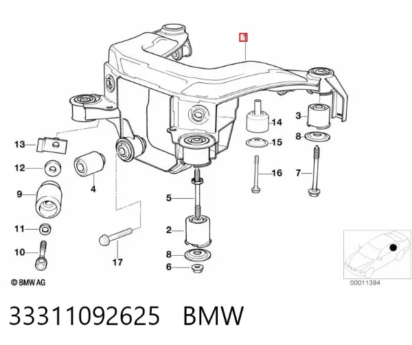 Viga de suspensão traseira (plataforma veicular) 33311092625 BMW