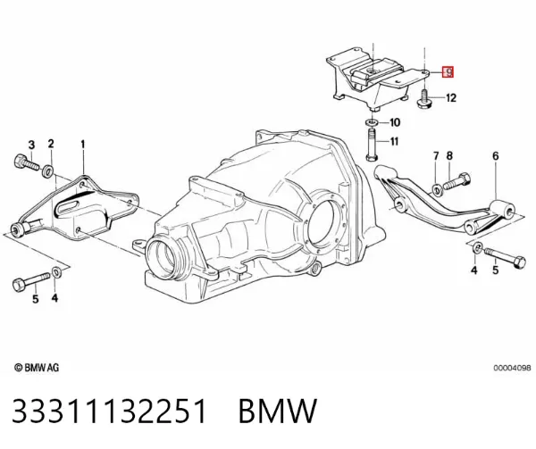 Bloco silencioso (coxim) traseiro de redutor do eixo traseiro 33311132251 BMW