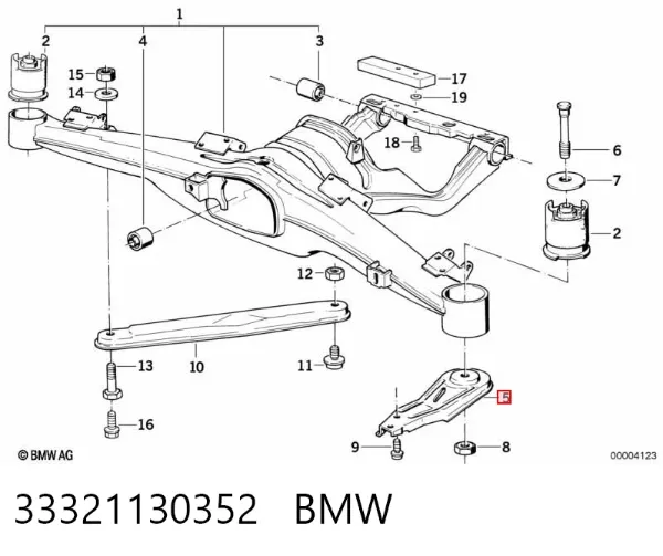 Consola de viga traseira 33321130352 BMW