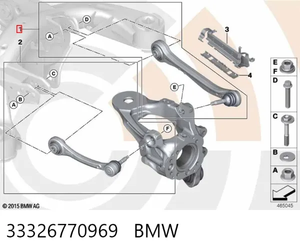 Braço oscilante transversal esquerdo de suspensão traseira 33326770969 BMW