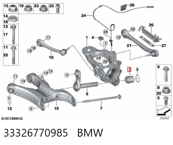 Bloco silencioso do pino de apoio traseiro 33326770985 BMW
