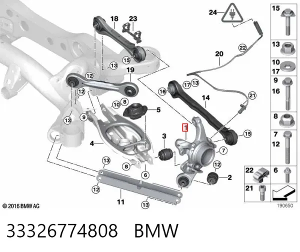 Pino moente (extremidade do eixo) traseiro direito 33326774808 BMW