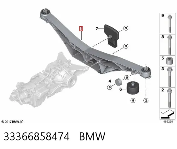 Consola (travessa) traseira de redutor traseiro 33366858474 BMW