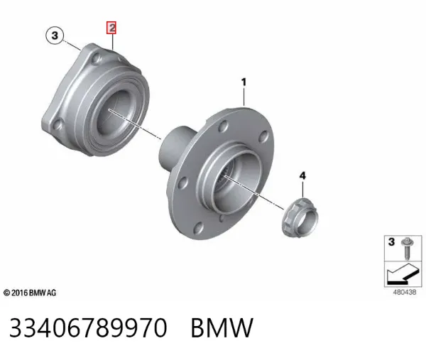 Rolamento de cubo traseiro 33406789970 BMW