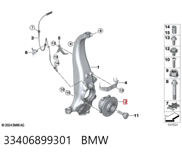 Cubo dianteiro 33406899301 BMW