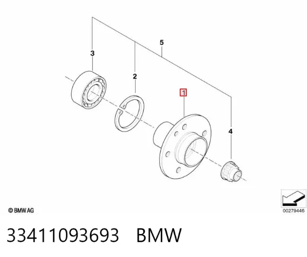 Cubo traseiro 33411093693 BMW