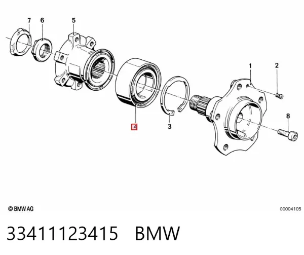 Rolamento de cubo traseiro 33411123415 BMW