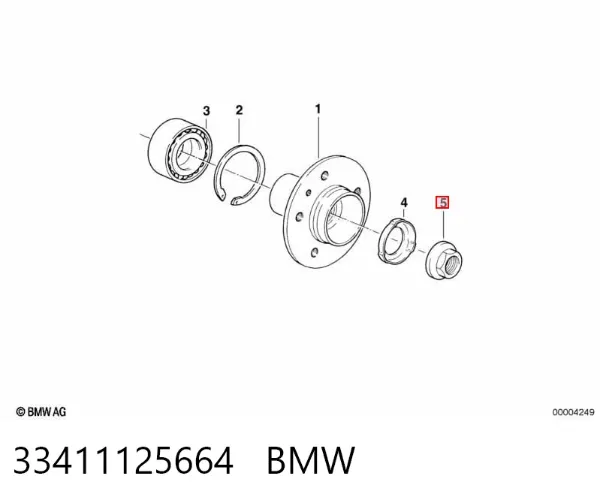 Porca de cubo traseiro 33411125664 BMW