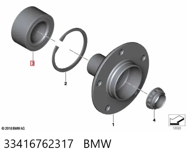 Rolamento de cubo traseiro 33416762317 BMW